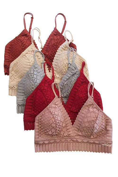 Padded Lace Longline Silhouette Bralette - (Choose Color)