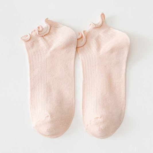 Ruffled Hugger Crew Socks - LtPink / M