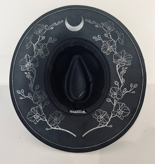 Vegan Felt Wide Brim Hat - (Black on Black)