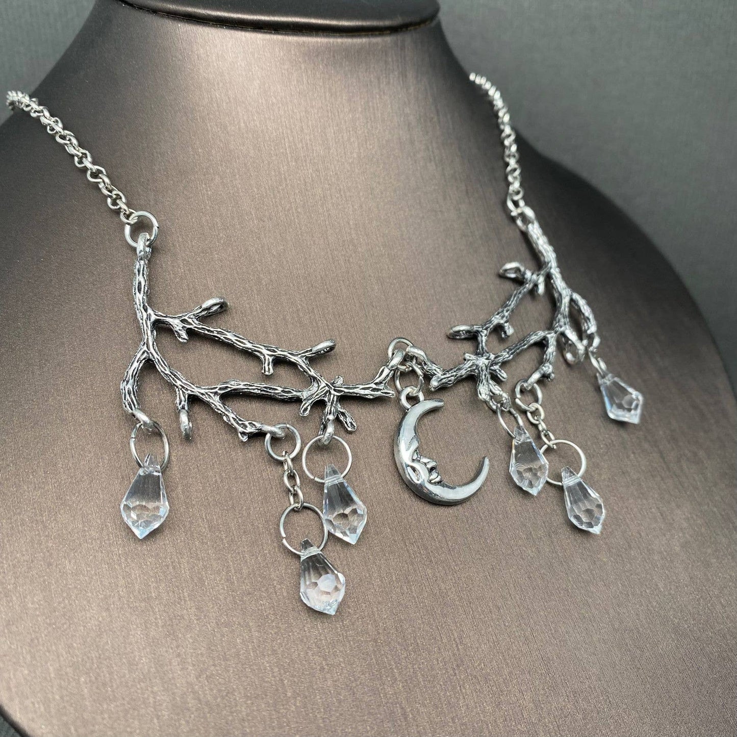 Branch Shape Moon Charm Necklace - MS