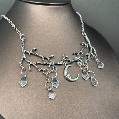 Branch Shape Moon Charm Necklace - MS