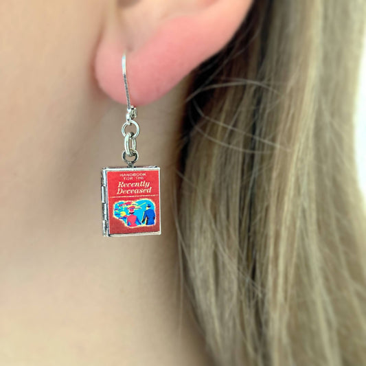 Earrings Book Locket Beetlejuice - Handbook for the Recently