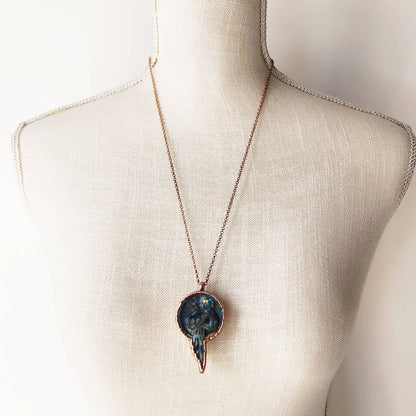 Carved Labradorite Celestial Full Moon Goddess Necklace