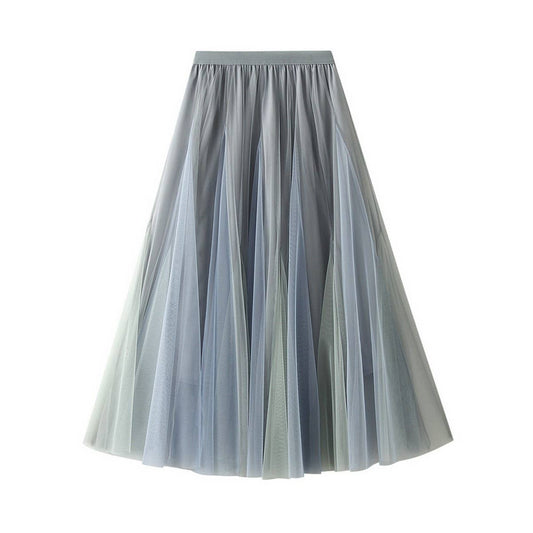 Layered Ombre Tulle Flared Maxi Skirt - multiple variants