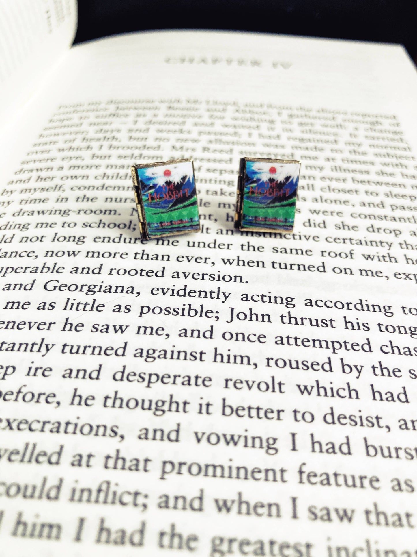 Post Earrings Book Locket The Hobbit