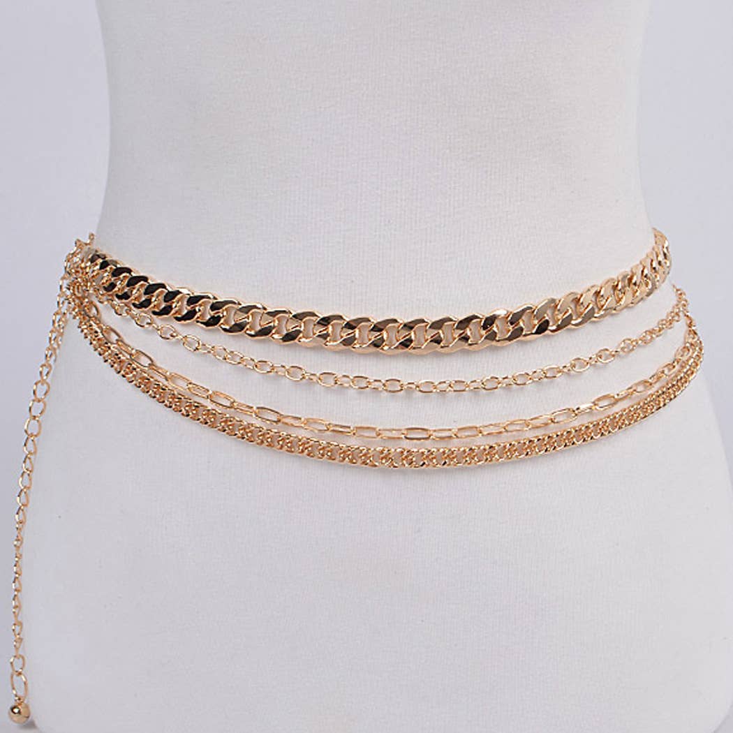 Layered Chain Drop Belt - Gold