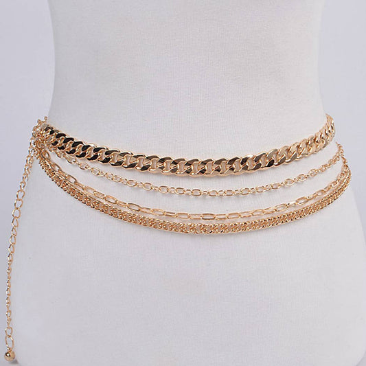 Layered Chain Drop Belt - Gold