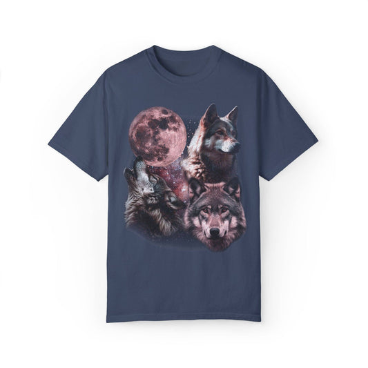 Retro Wolves and The Moon Vintage Graphic Tee