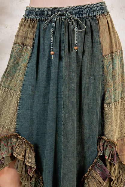 Patchwork Midi Skirt - Gravel