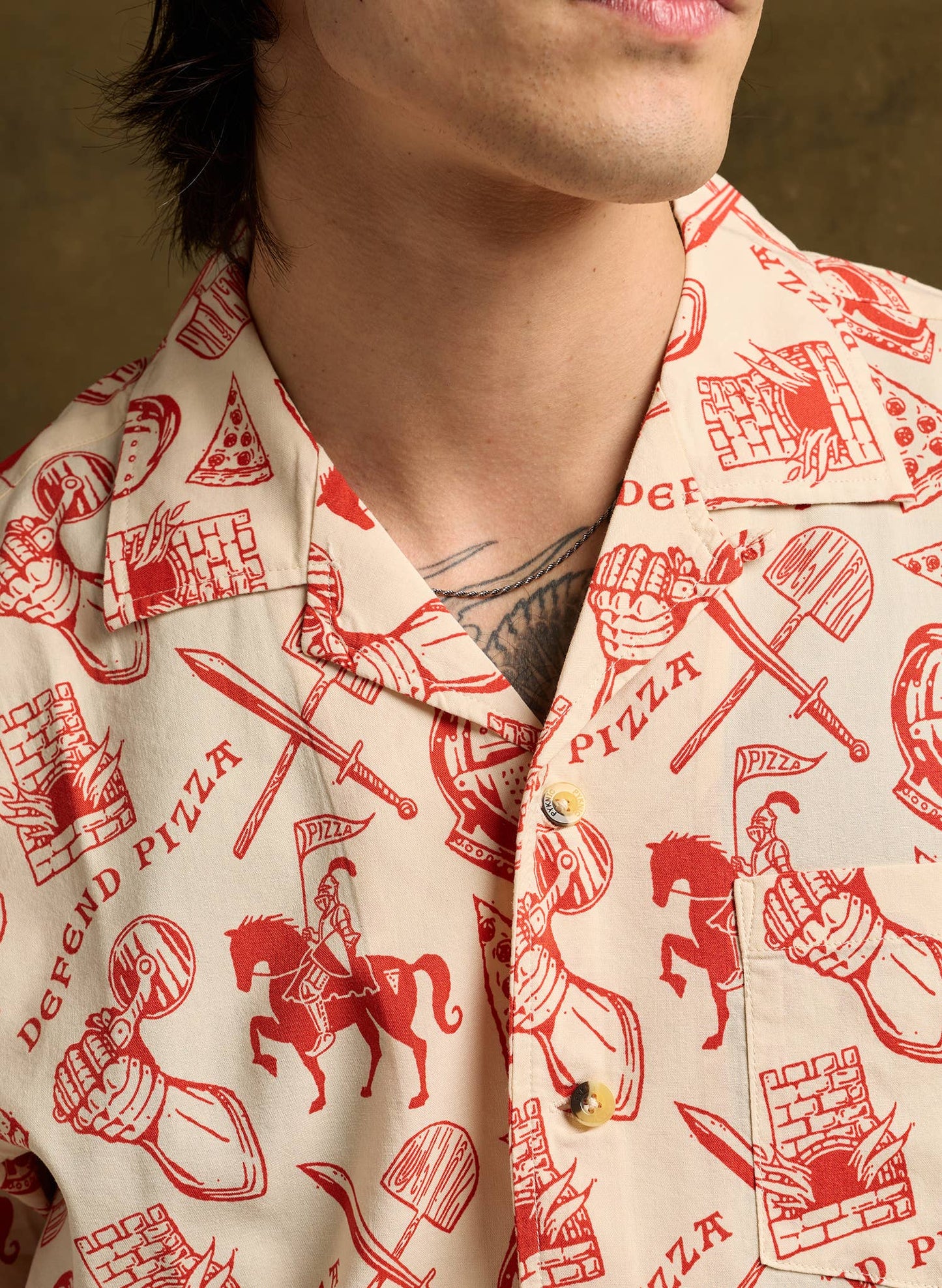 Defend Pizza Button Up
