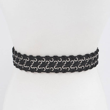 Multi Metal Eyelet Belt - Black