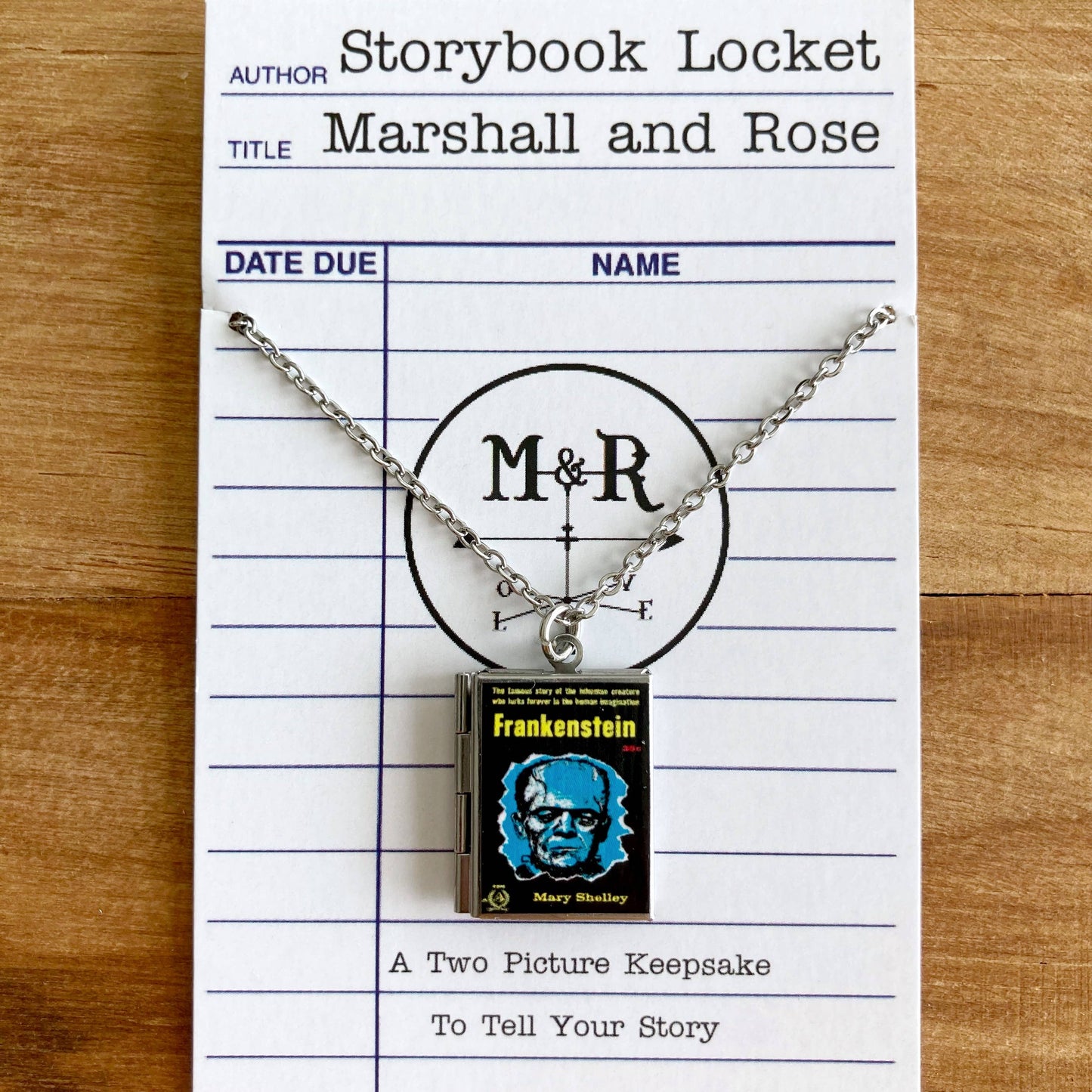 Book Locket Frankenstein  - Stainless Steel