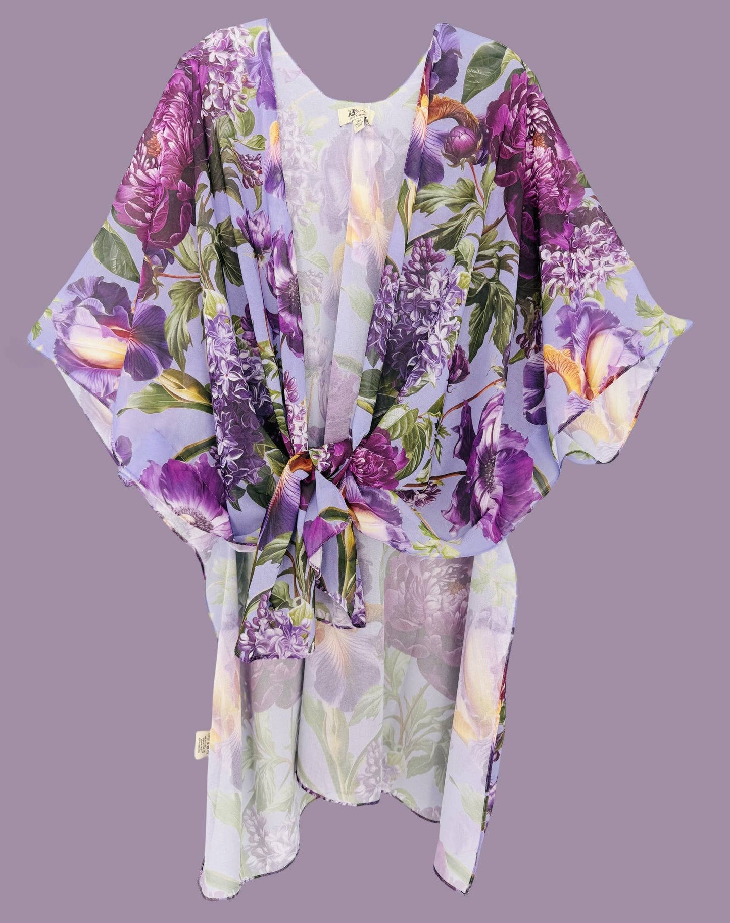 Purple Peony & Iris Kimono/Cover-Up