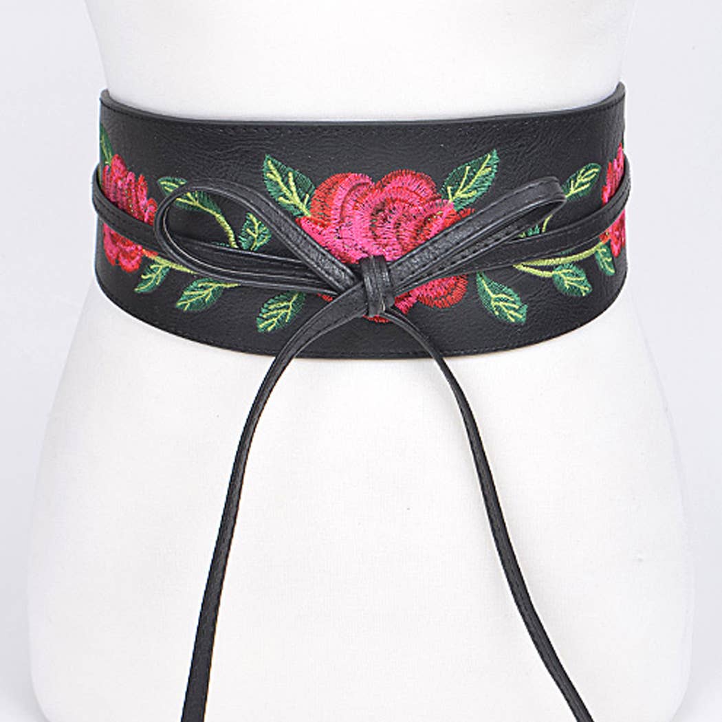 Take Me Floral Belt - Black