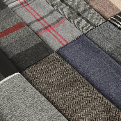 Plaid Herringbone Lightweight Cashmere Feel Scarf - Grey