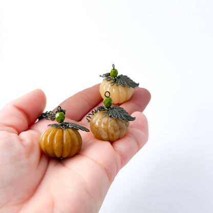 Stone Pumpkin Pendant - Natural Topaz Jade