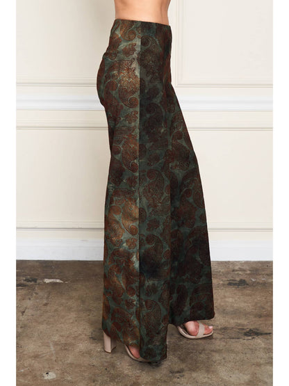 Flocked Palazzo Pant - Paisley