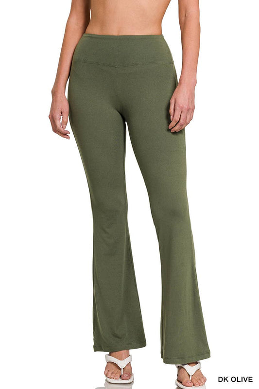 Buttery Soft Flare Leg High Waist Yoga Pants - Olive