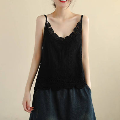 Lace Trim Camisole Stone Wash Tank