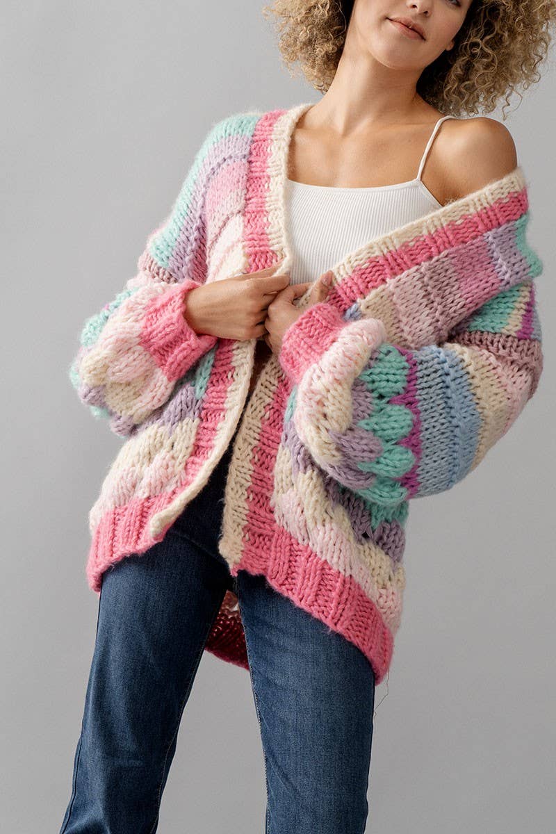 Pastel Oversized Fit Chunky Knit Cardigan