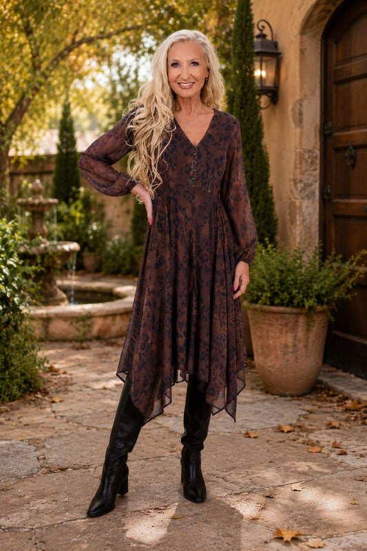 Distressed Leopard Hanky Hem Dress