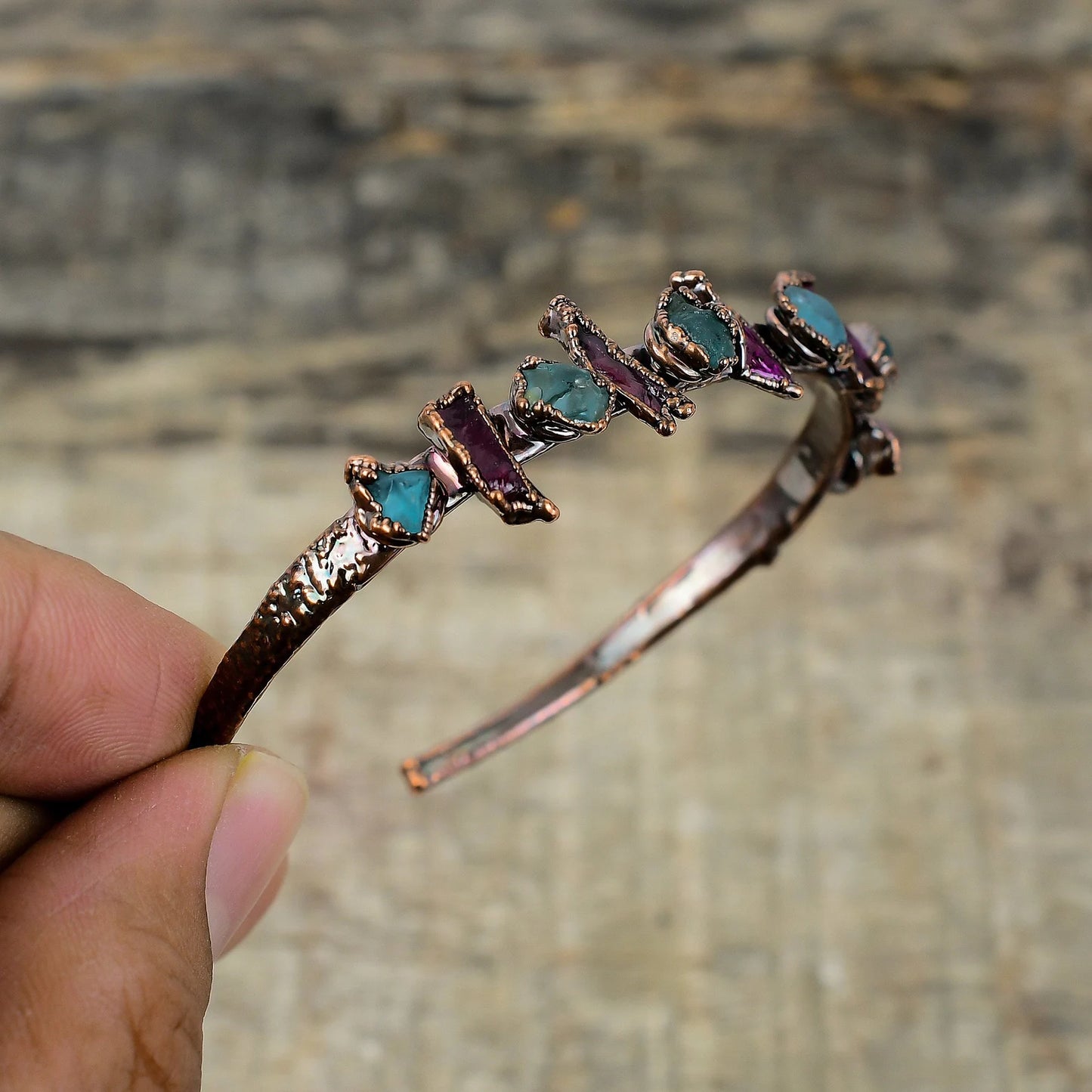 Aquamarine Raw  Bangle