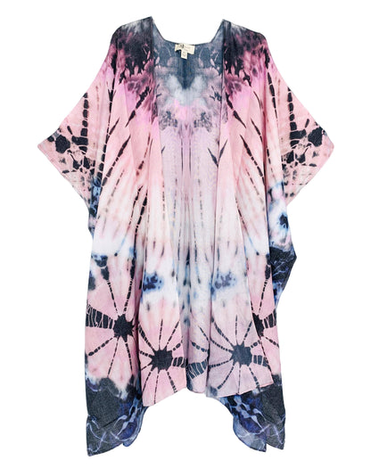 Pink-Multi Tie-Dye Kimono