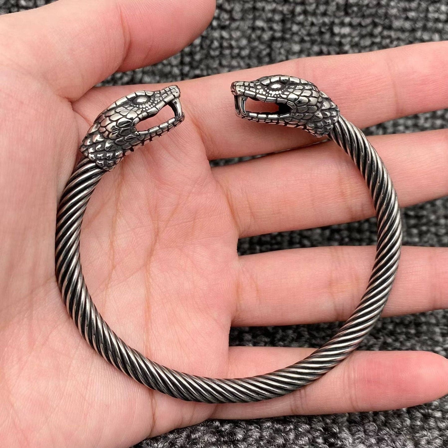 Python Head Adjustable Stainless Steel Snake Cuff - MJ/BC