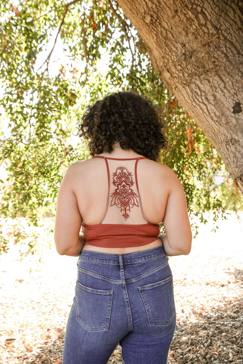 Curve Tattoo Mesh Racerback Bralette - Multiple Colors