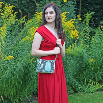 A Midsummer Nights Dream Green Book Crossbody Clutch Handbag - Large