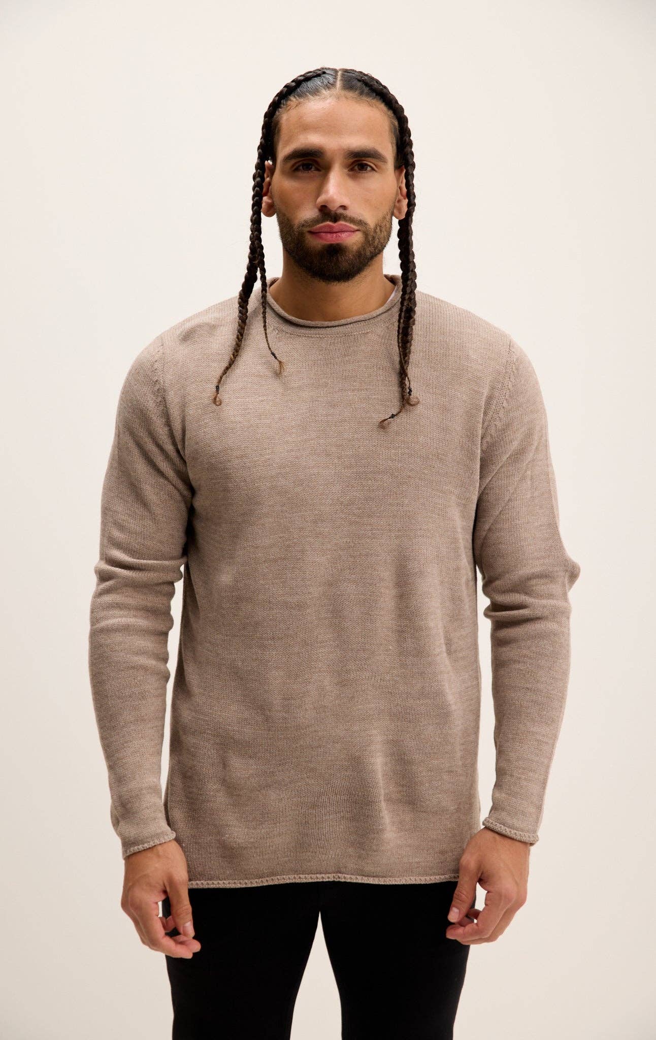 Men's Tube Soft Pullover Sweater - Light Brown