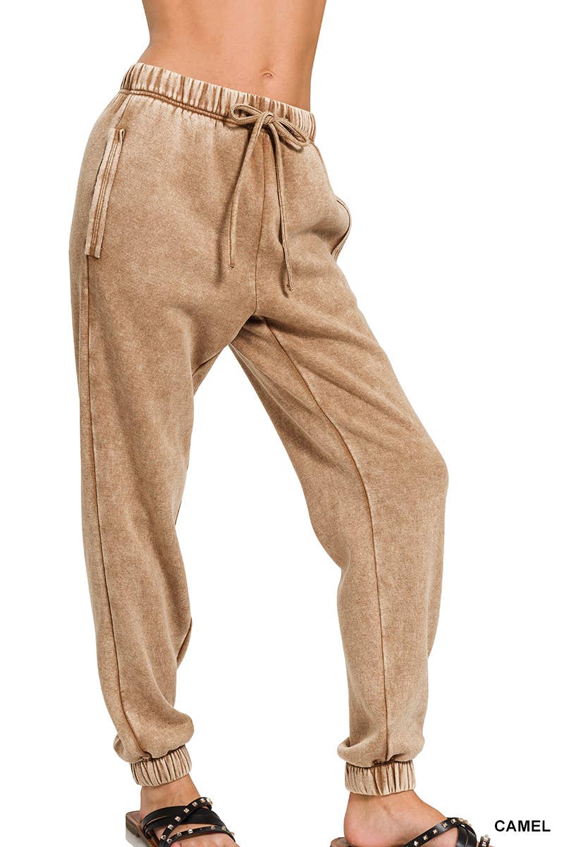 Acid Wash Fleece Sweatpants- ( Choose Color)