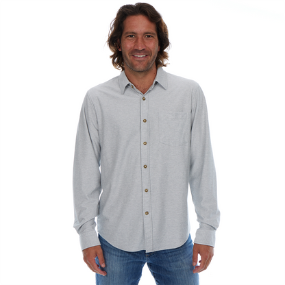 Alden Gray Long Sleeve Light Weight Stretch Pique Shirt