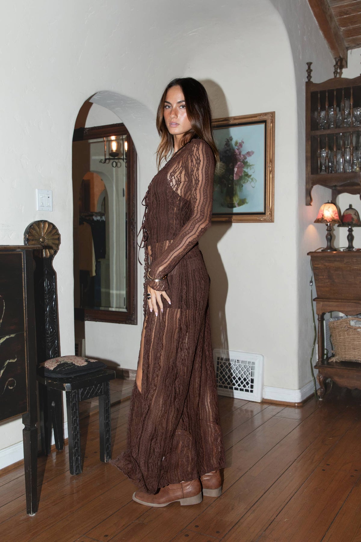 WILDERA Floral Lace Long Sleeve Duster (more colors)