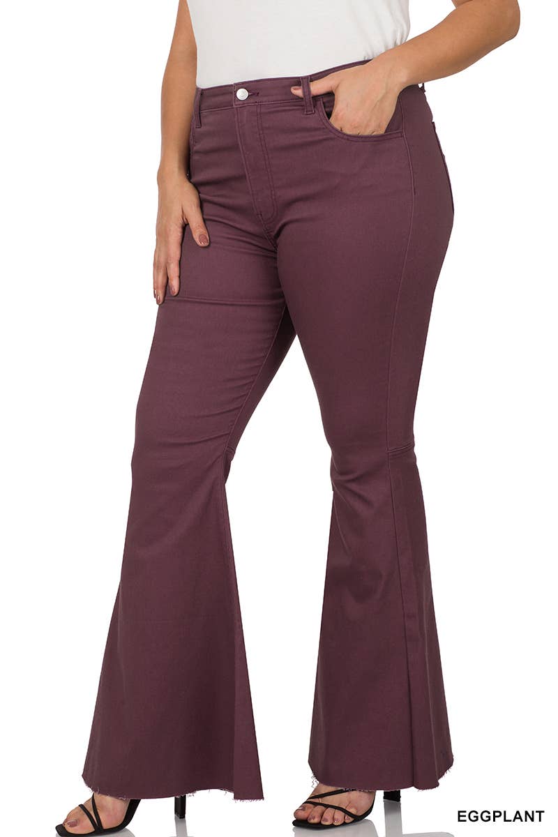 Curve High Rise Super Flare Denim Pants - Eggplant