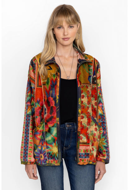 Joan Zip Sherpa Jacket - Tie Dye