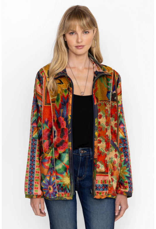 Joan Zip Sherpa Jacket - Tie Dye