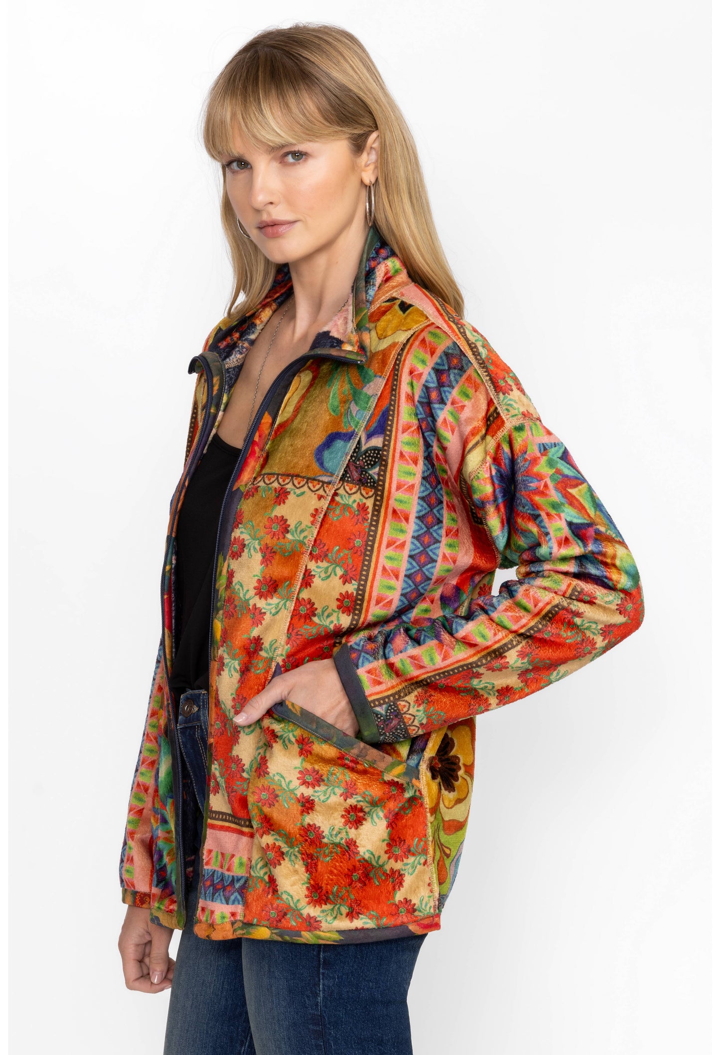 Joan Zip Sherpa Jacket - Tie Dye