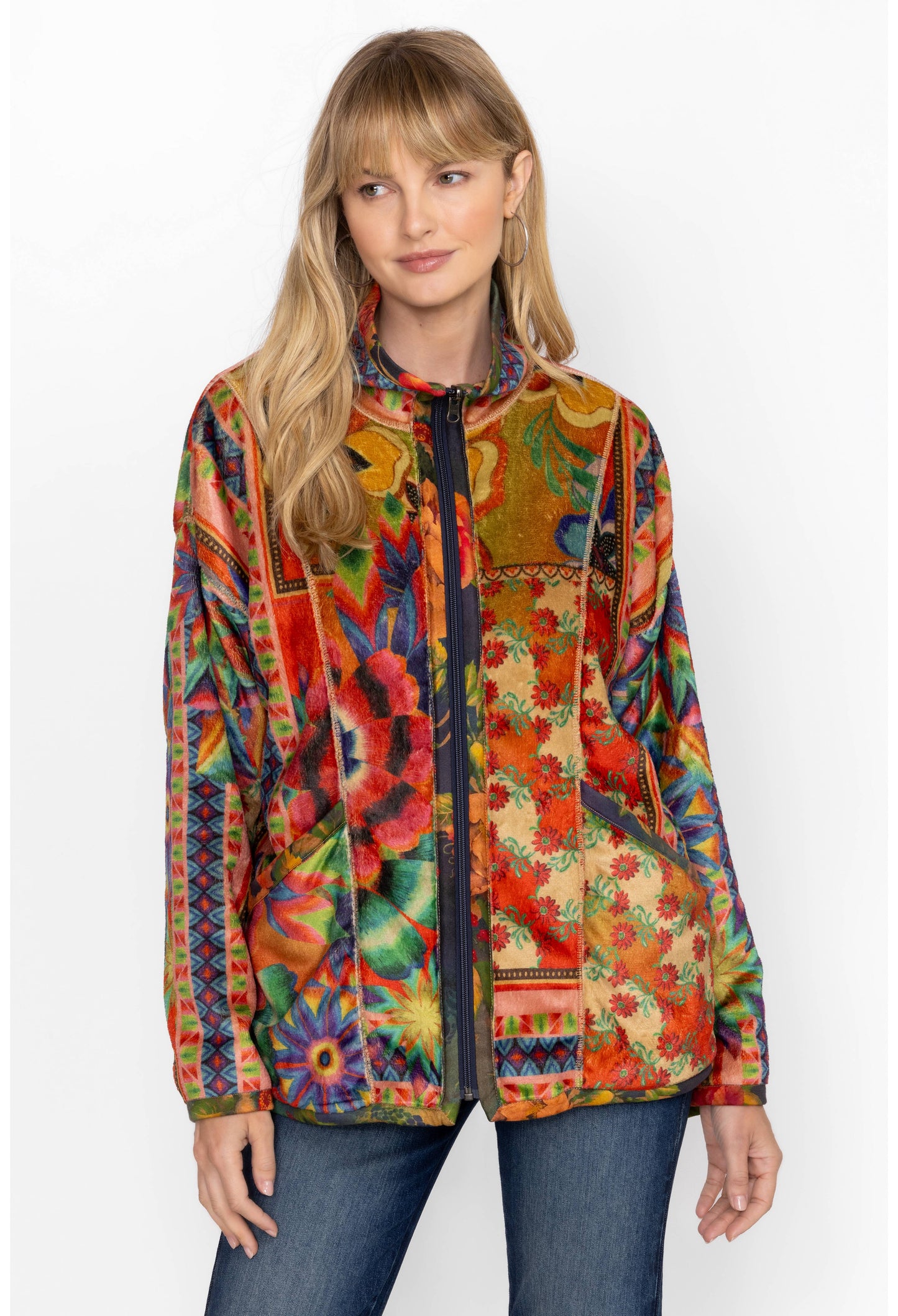 Joan Zip Sherpa Jacket - Tie Dye