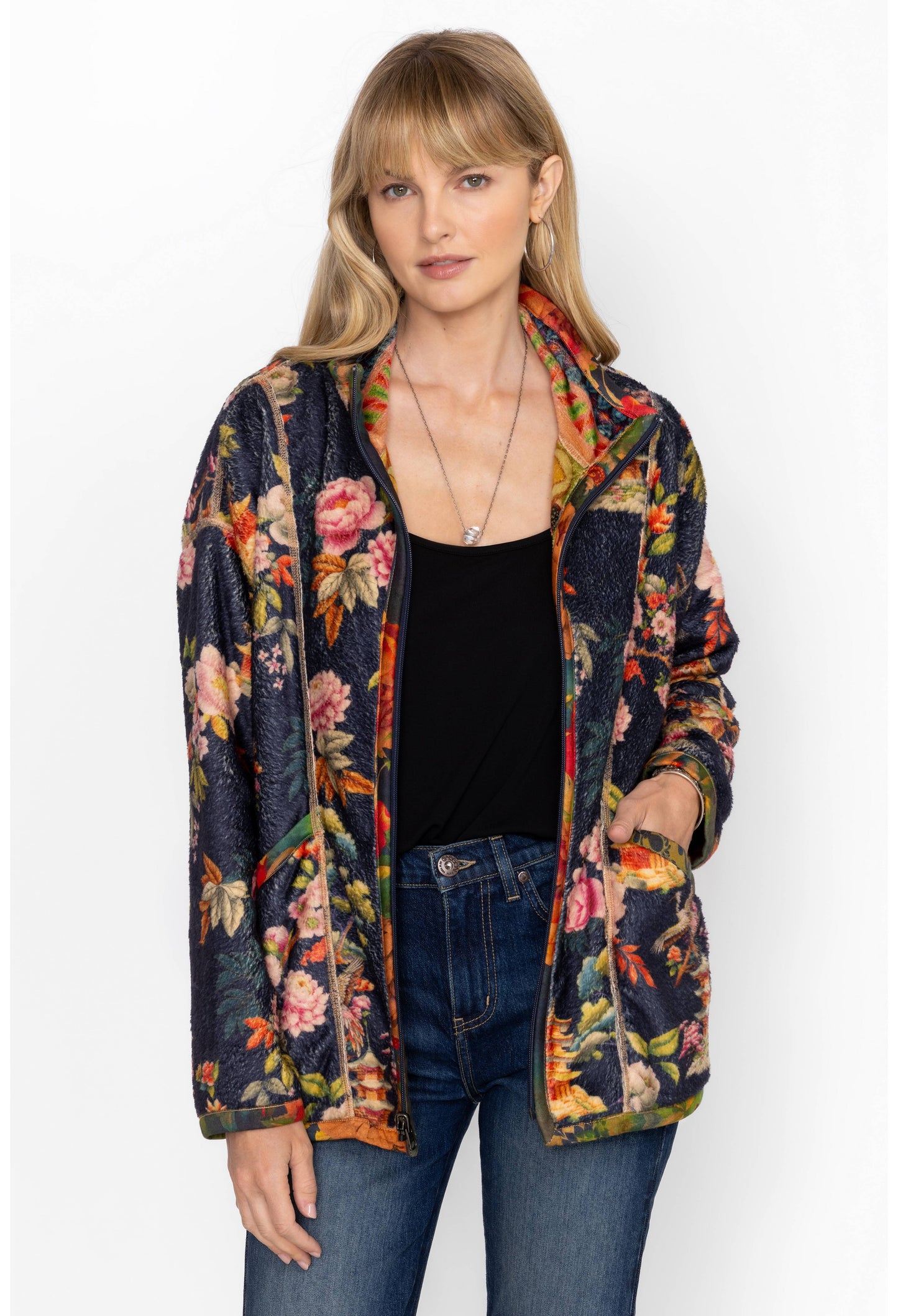 Joan Zip Sherpa Jacket - Tie Dye