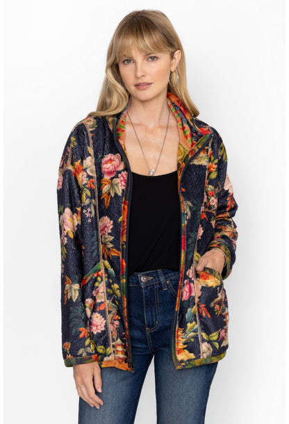 Joan Zip Sherpa Jacket - Tie Dye