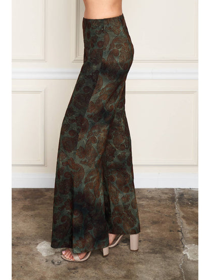 Flocked Palazzo Pant - Paisley