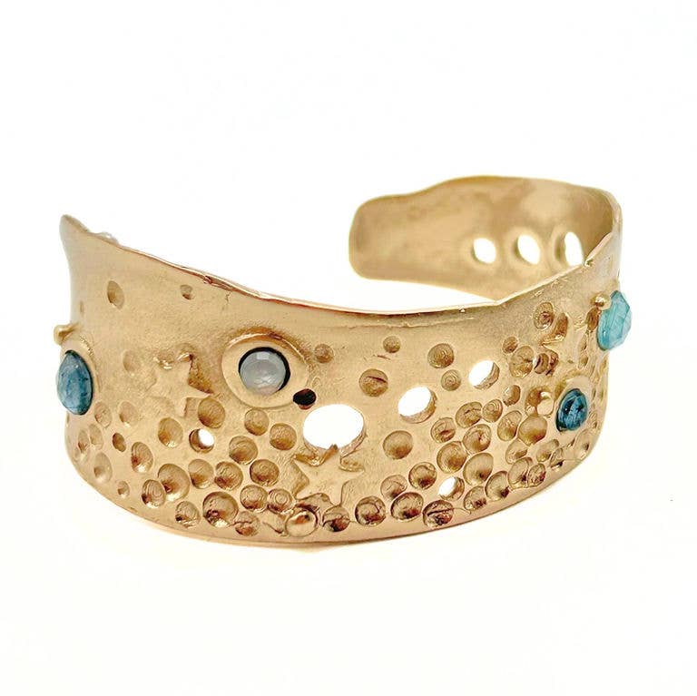 Asymmetrical Celestial Cuff with Gemstones Accents