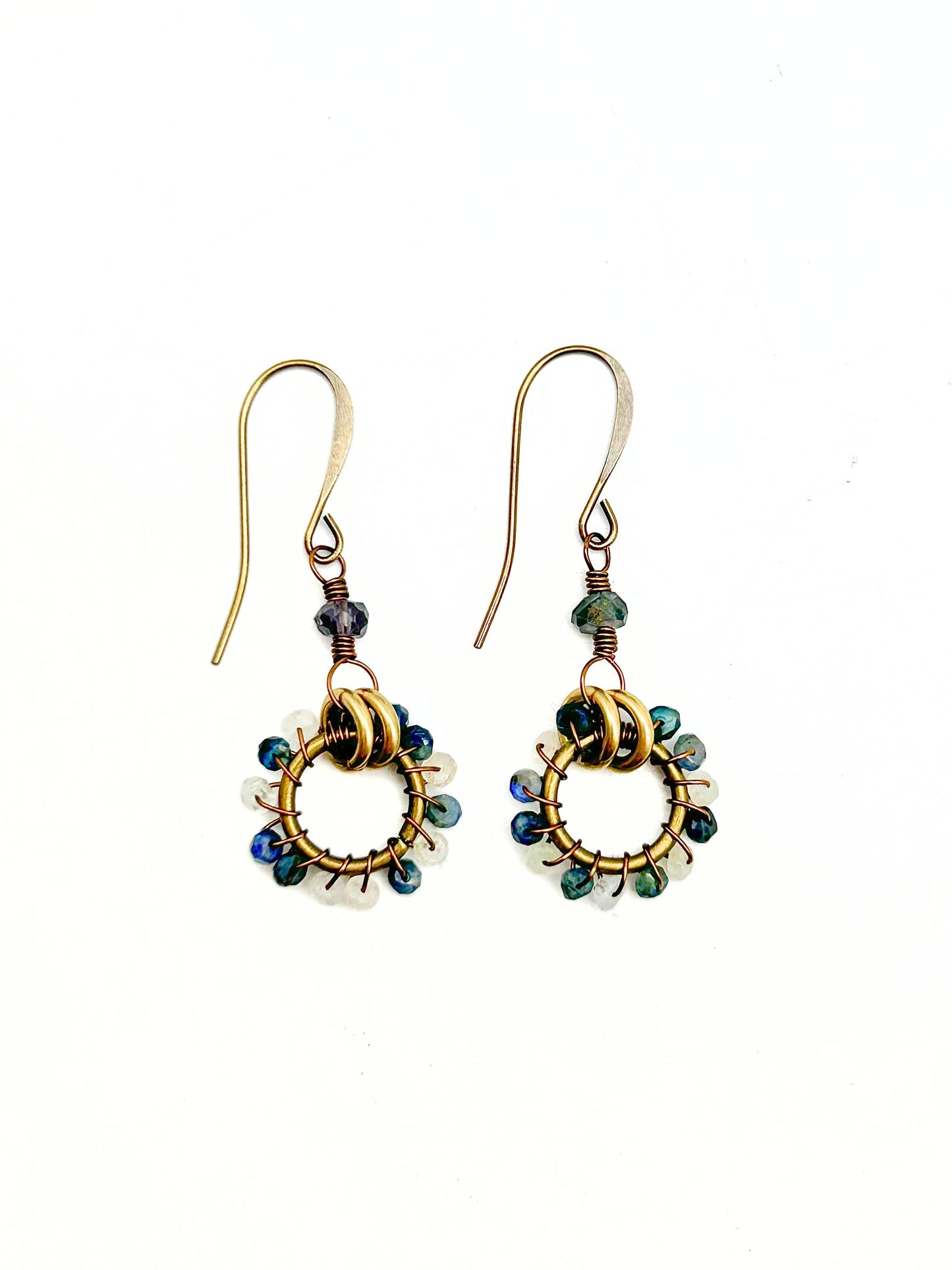 Sapphire Wrapped Circle Earrings
