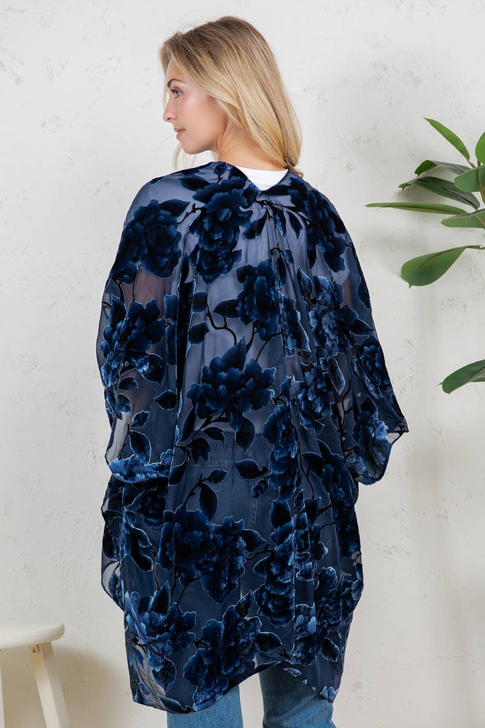 Bohemian Burnout Velvet Kimono - Blue