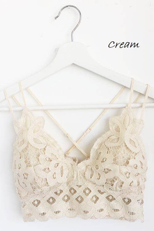 Plus Size Scalloped Lace Cami Bralette -(Choose Color)