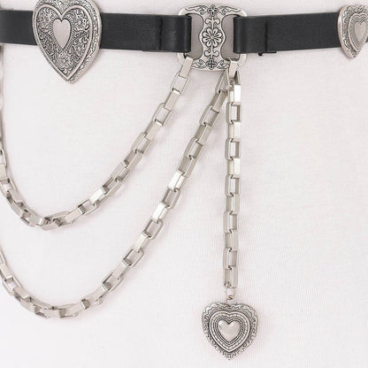 Faux Leather Multi Metal Belt - BKATS