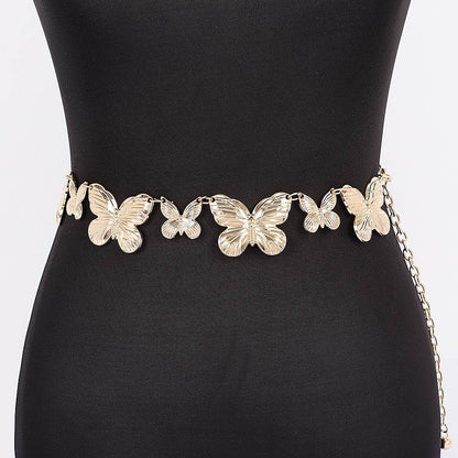 Multi Butterfly Chain Belt - Gold