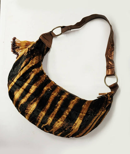 VELVET HOBO TOTE BAG - BROWN 2