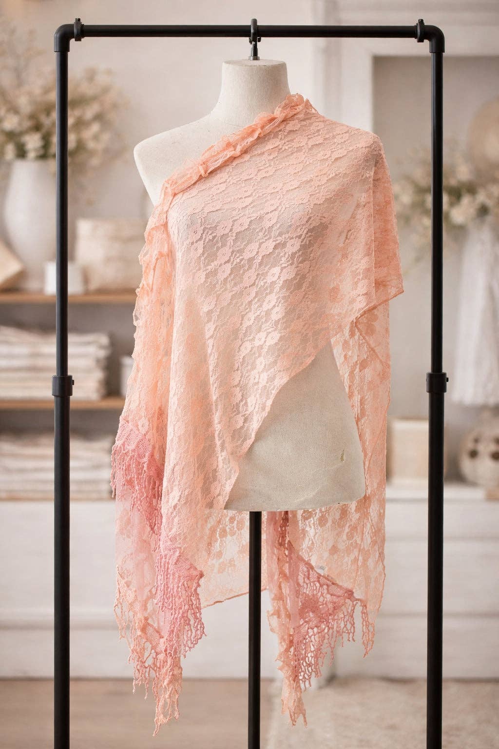 Lace Scarf Shawl –Coral